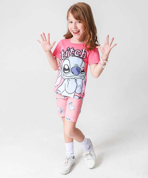 Image_Conjunto Infantil Estampa Stitch Tam 4 a 10 Rosa