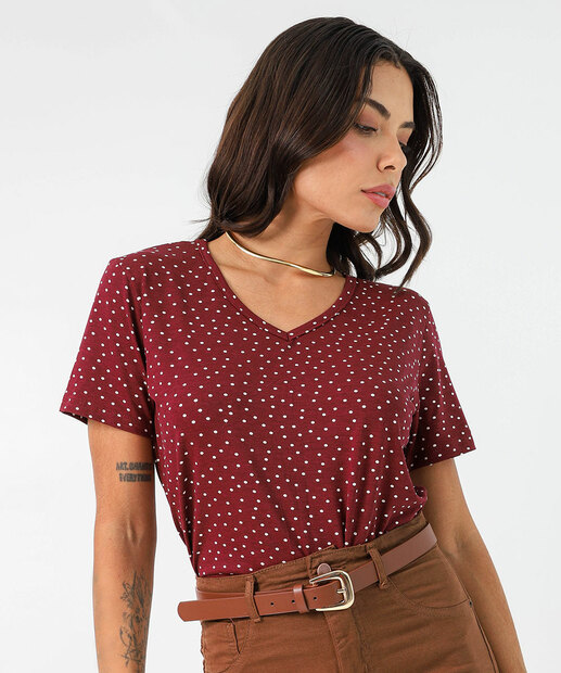 Image_Blusa Feminina Estampa Poá Manga Curta Marisa Vermelho