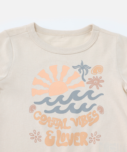 Camiseta Infantil Estampa Praia Marisa Tam 1 a 3 Bege