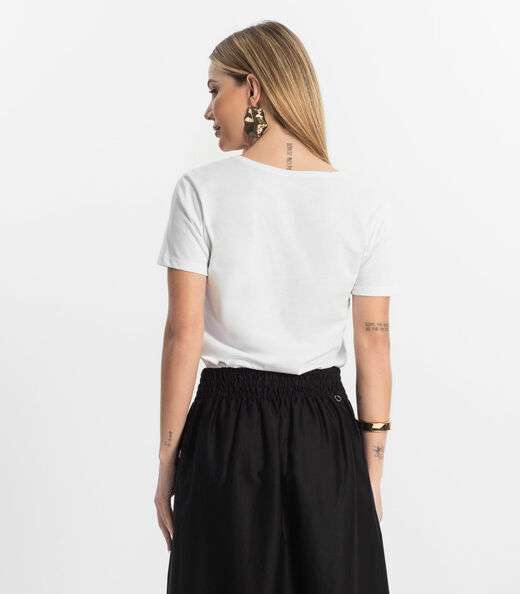 Blusa Básica Feminina Meia Malha Rovitex Branco