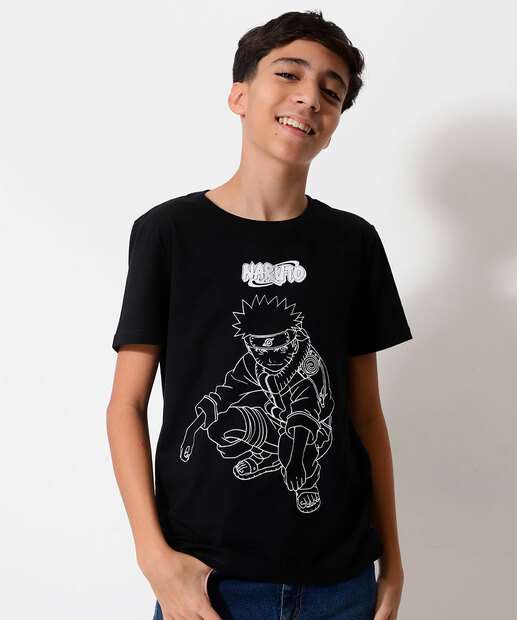 Camiseta Juvenil Estampada Naruto Tam 10 a 16