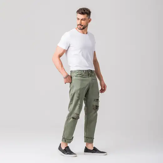 Calça Relaxed Cropped Masculina Sarja Zune