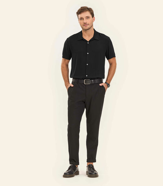 Camisa Viscose Dobby Masculina Diametro Preto