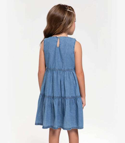 Vestido Regata Infantil Jeans Trick Nick Azul