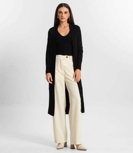 Cardigan Alongado Tricot Feminino Endless Preto