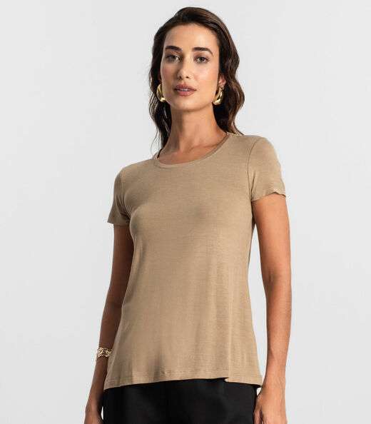 Blusa Feminina manga Curta KO Marrom