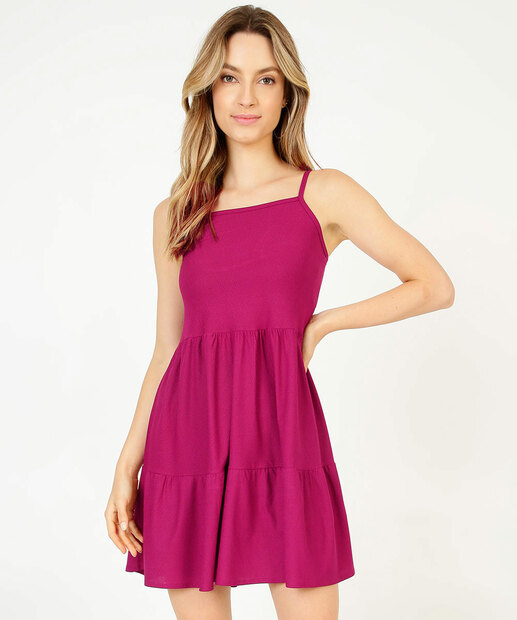 Vestido Feminino Textura Alças Finas Marisa