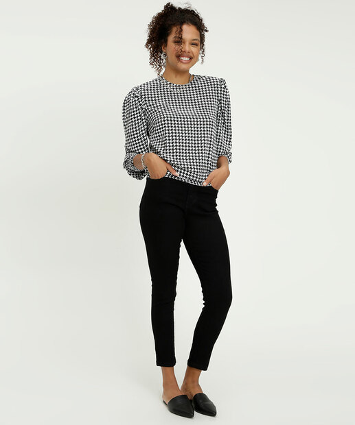 Calça Jeans Skinny Feminina Cintura Alta Bolsos