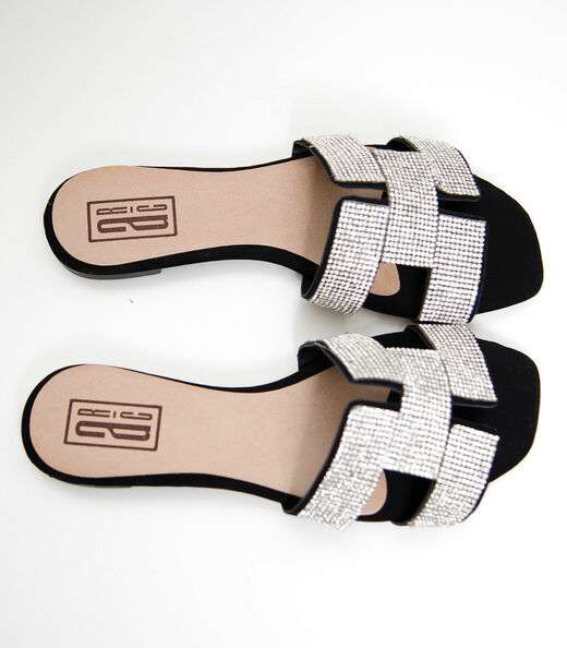 Sandália Feminina Com Strass Select Preto