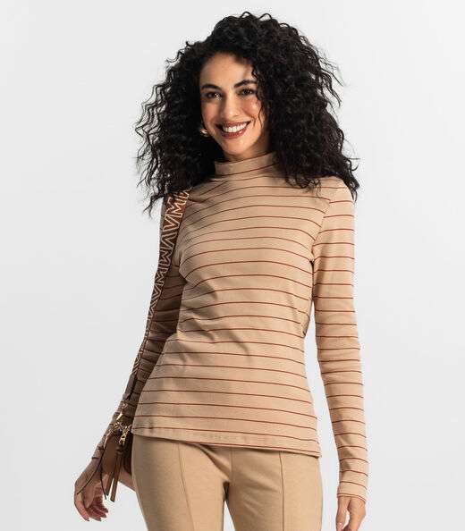 Blusa Manga Longa Feminina Rovitex Marrom