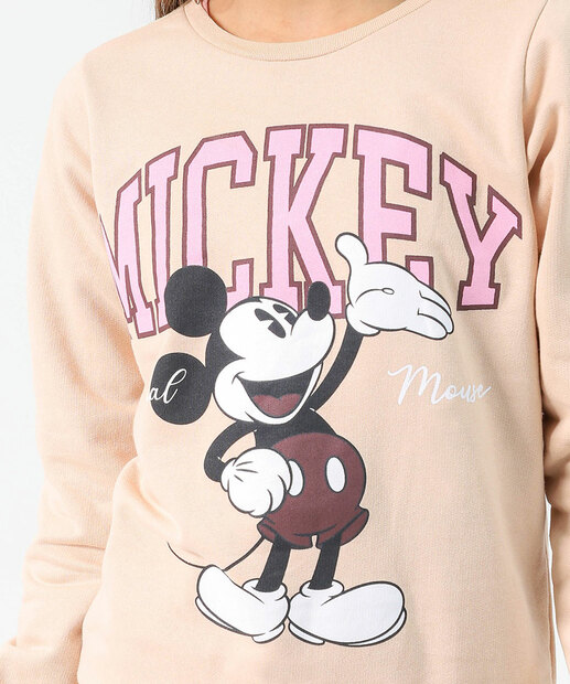 Blusão Infantil Moletom Estampa Mickey Disney Tam 10 a 16 Bege