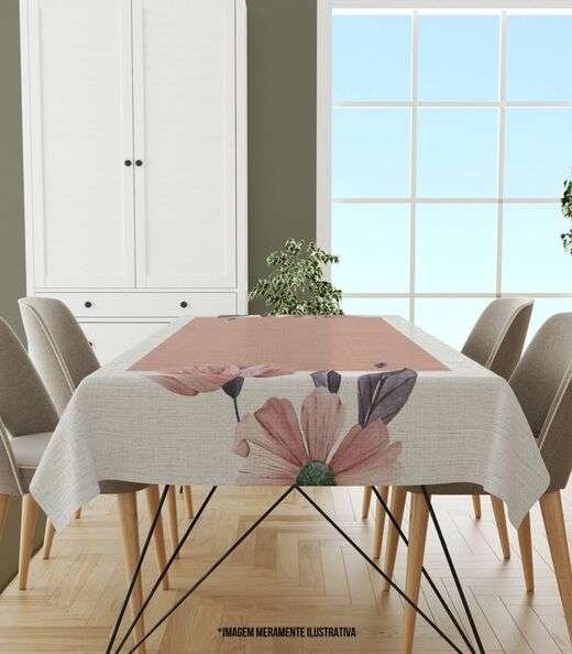 Toalha De Mesa Retangular 6 Lugares Wevans Bege