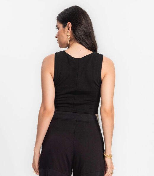 Top Feminino Em Ponto Roma Endless Preto