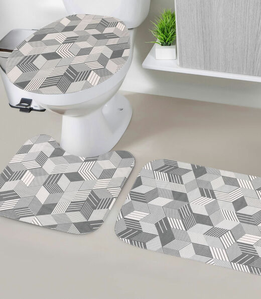 Image_Jogo De Banheiro Estampado Tapetes Junior Cinza