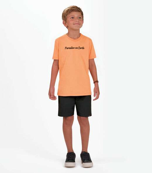 Conjunto Camiseta com Bermuda Menino Trick Nick Laranja