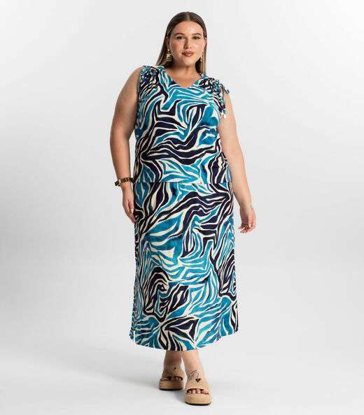 Regata Feminina Plus Size Secret Glam Azul