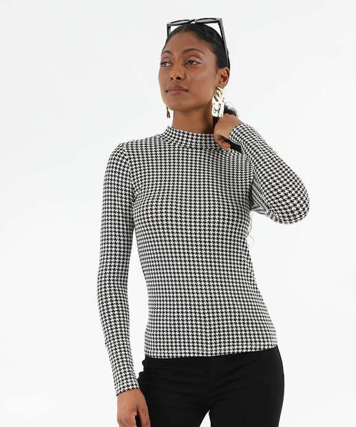 Image_Blusa Feminina Pied Poule Manga Longa Marisa Preto