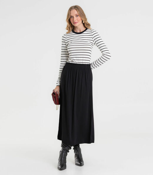 Blusa Manga Longa Feminina Listrada Plus Rovitex Bege