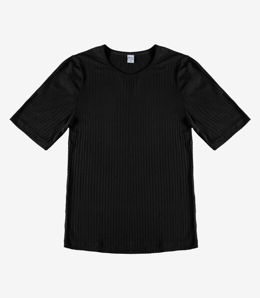 Blusa Feminina Ribana Canelada Infinita Cor Preto