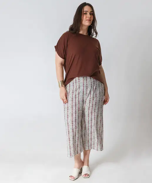 Blusa Plus Size Feminina Canelada Marisa Marrom