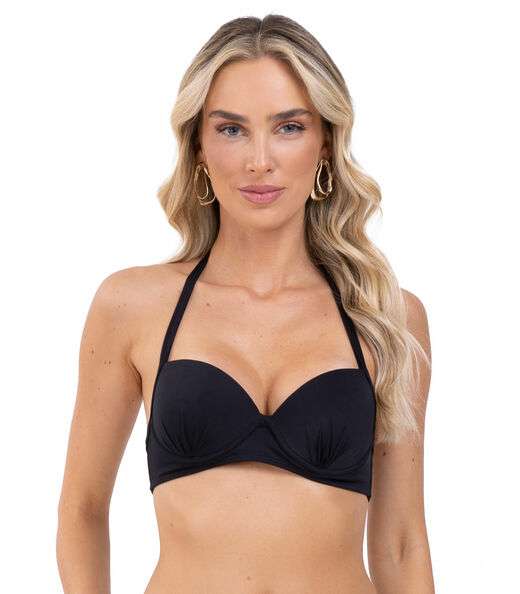 Top Biquíni Liso Com Bojo Uni Femme Preto