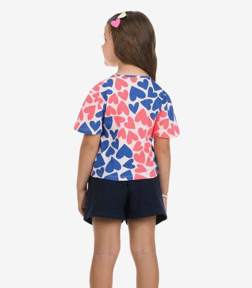 Conjunto Blusa com Shorts Meia Malha Rovi Kids Rosa