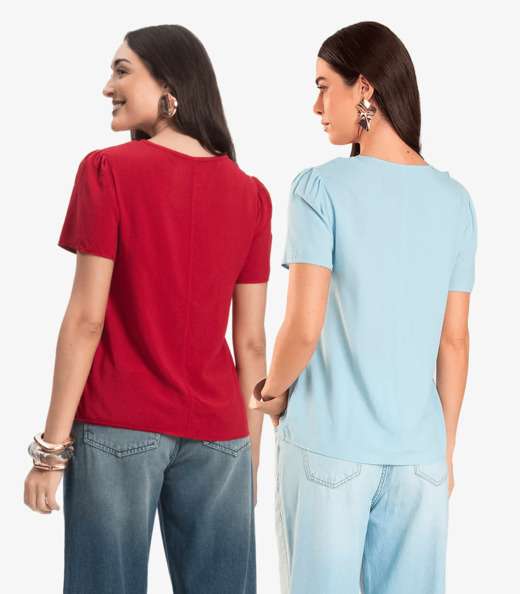 Kit 2 Blusas Femininas Em Viscose Infinita Cor Sortidas