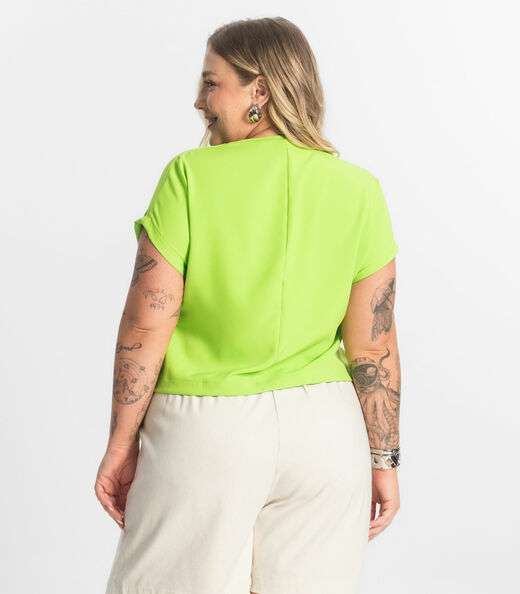 Blusa Manga Morcego Plus Size Secret Glam Verde