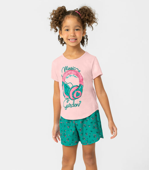 Conjunto Infantil Feminino Music Rovitex Rosa