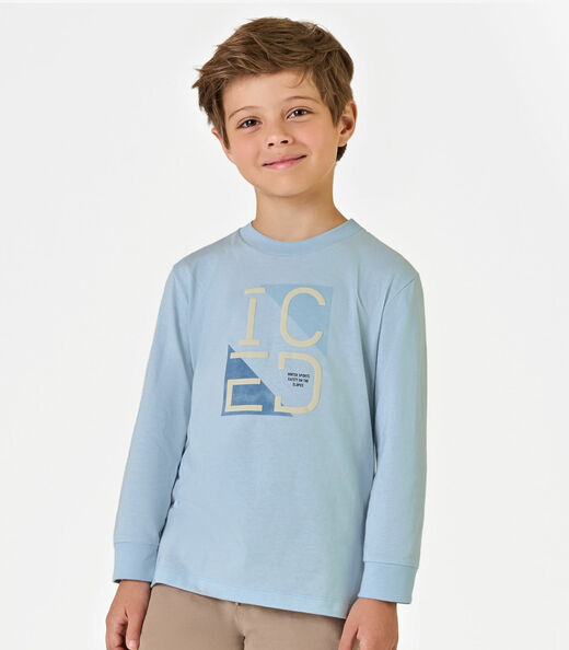 Camiseta Infantil Menino Meia Malha Trick Nick Azul