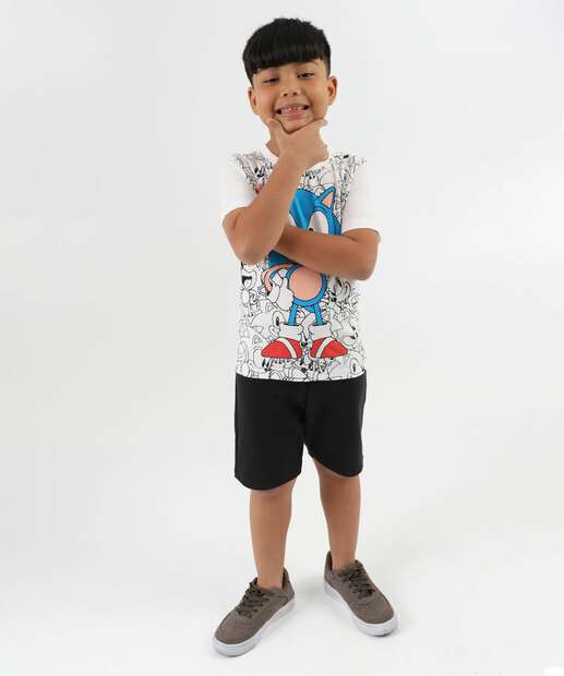 Camiseta Infantil Estampada Sonic Tam 4 a 10