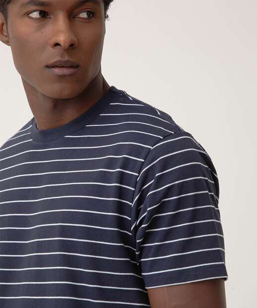 Camiseta Masculina Listrada Manga Curta MR