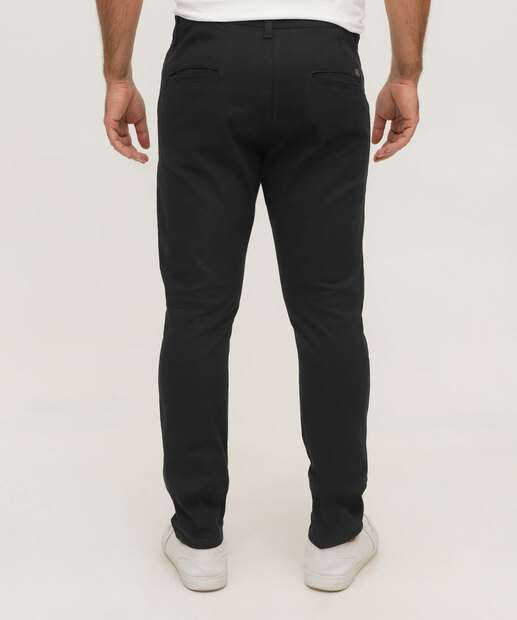 Calça Masculina Slim Sarja Chino Bolsos 