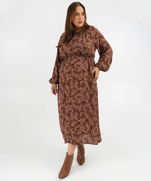 Image_Vestido Plus Size Feminino Paisley Marisa Marrom