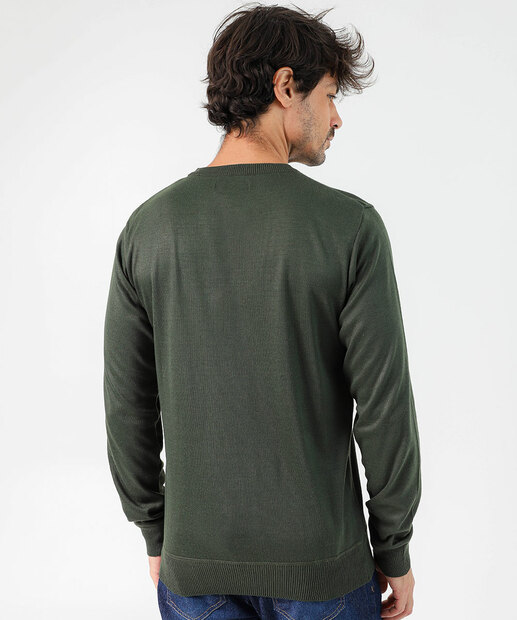 Suéter Masculino Tricô Recortes Marisa Verde