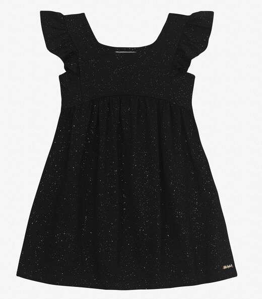 Vestido Infantil em Cotton Glitter Trick Nick Preto