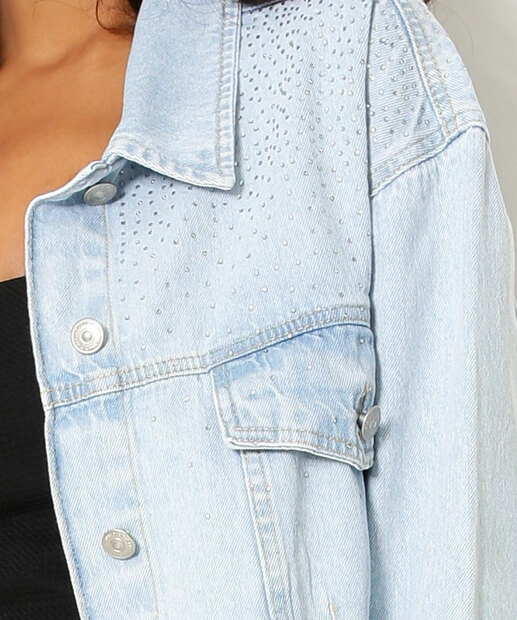 Jaqueta Feminina Jeans Strass Marisa