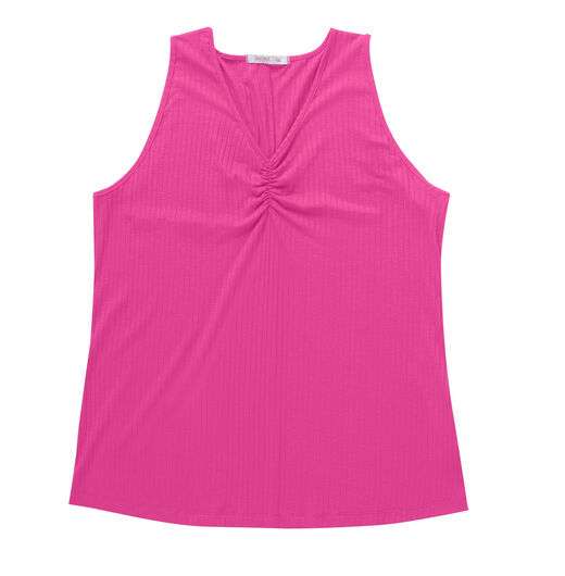 Regata Plus Size Em Ribana Canelada Secret Glam Rosa