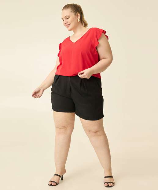 Blusa Plus Size Feminina Regata Babado Marisa