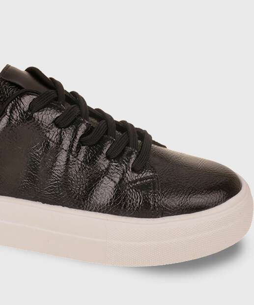 Tênis Casual Feminino Verniz Bebecê Preto