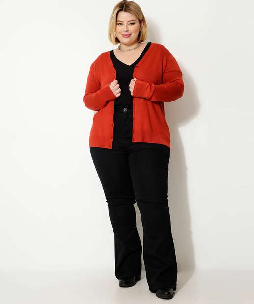 Cardigan Plus Size Feminino Botões Marisa
