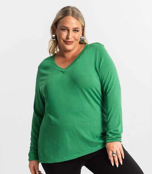 Blusa Manga Longa Visco Tricot Secret Glam Verde