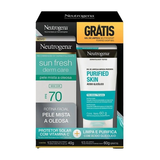 Image_Kit Neutrogena Facial Protetor Solar Sun Fresh Derm Care FPS70 40g e Gel De Limp