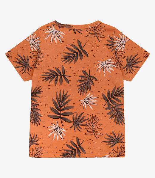 Camiseta Infantil Masculina Coqueiros Infinita Cor Laranja