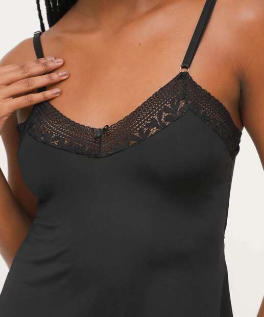 Camisola Liganete Recorte Renda Alças Finas Marisa