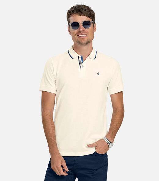 Image_Polo Masculina Pique Diametro Bege