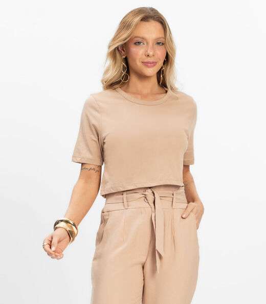 Blusa Cropped Lisa Select Marrom