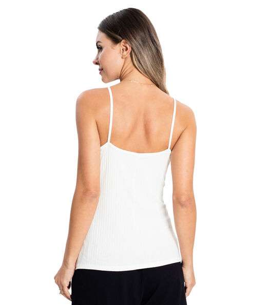 Blusa De Alça Feminina Ribana Canelada Rovitex Bege