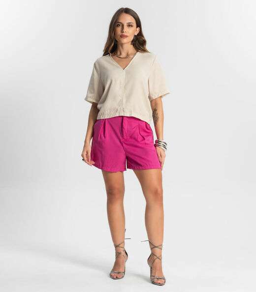 Blusa Feminina Manga Curta Endless Bege