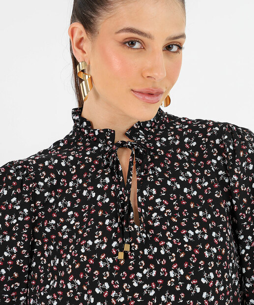 Blusa Feminina Estampa Flores Manga Longa Marisa